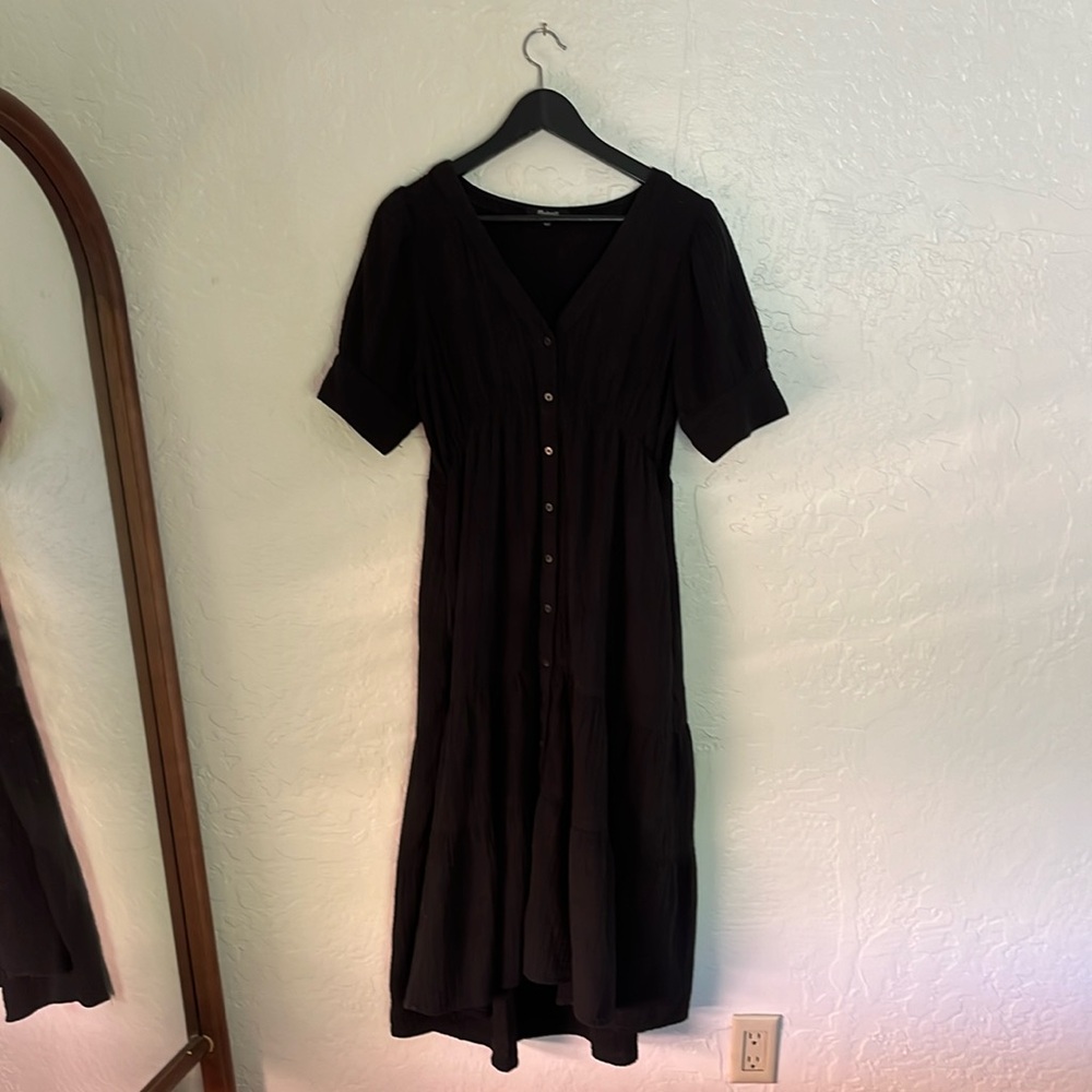 Madewell litespun black midi dress